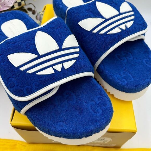 Men’s Gucci, X Adidas monogram, GG slides size 13 made in Italy - Picture 4 of 9